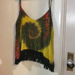 Tie dye fringe top